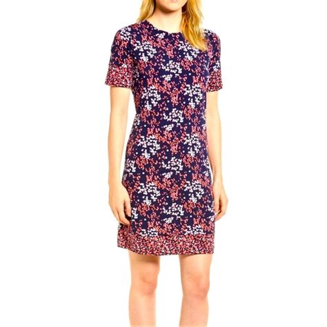 michael kors scattered blooms shift dress|Michael Michael Kors Scattered Blooms Border Shift Dress In .